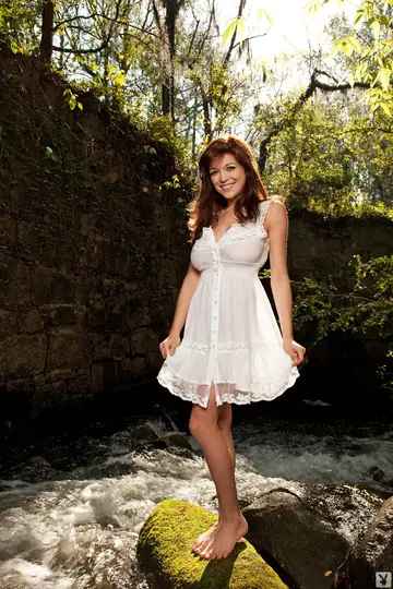 Tessa Fowler – Busty Redhead Strips Out of Her Dress Outdoors