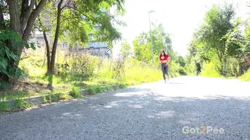 Barbara Bieber – Busty Czech Redhead in Leather Pulls Down Pants and Pisses