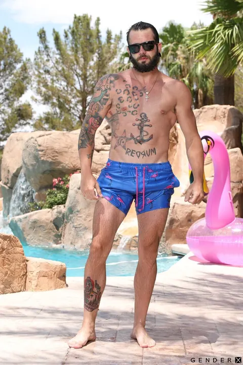 Two Busty Trans Women Have Group Sex by the Pool – photo 6 of 19