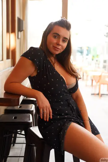 Thick Brunette in a Dress and Glasses Spreads Her Legs