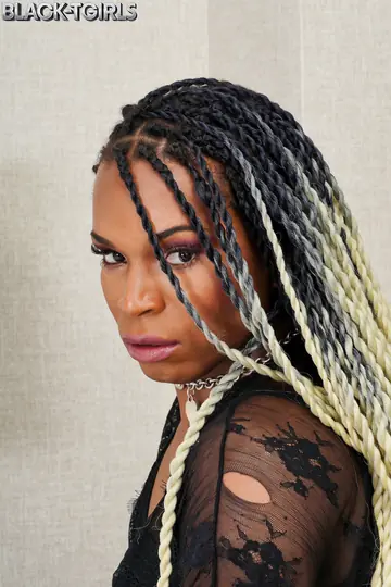 Thick Ebony Trans Woman Undresses and Poses Nude Displaying Her Curves