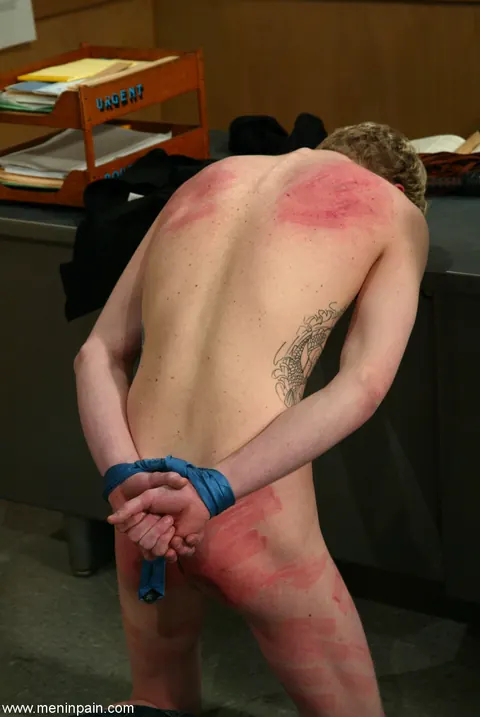 Pale Blonde Dominates Bound Partner with Riding Crop – photo 16 of 16