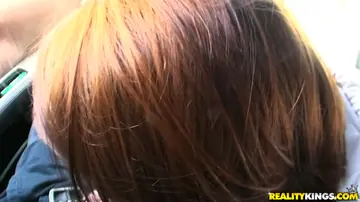 Rachel Raven – Woman with Short Hair Gives a Blowjob Outdoors in Her Panties