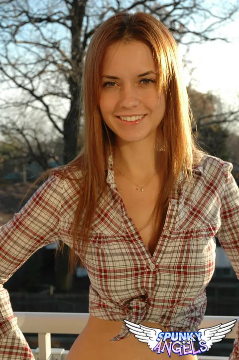 Redhead PAWG Bound in Jeans and Tied Shirt Outdoors – photo 4 of 12