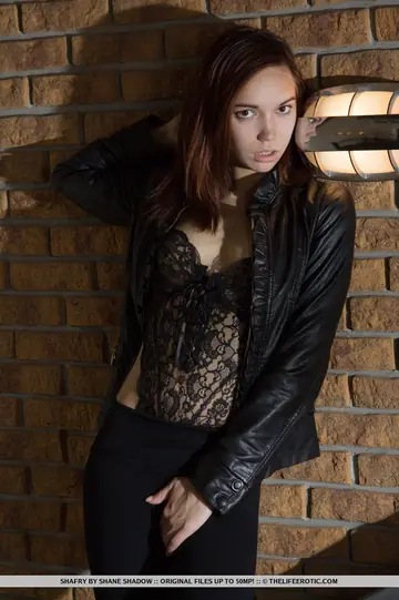 Shafry – Redhead Strips Out of Her Leather Yoga Pants and Fingers Herself