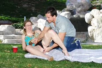 MILF in Glasses Gives a Blowjob and Takes Anal Outdoors