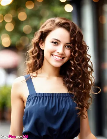 AI-Generated Curly Babe Spreads Her Bald Pussy Outdoors
