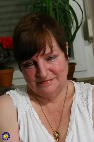 Anita C – Busty European MILF with Short Hair Masturbates with a Dildo