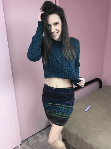 Alora Jaymes – Busty Black-Haired MILF Masturbates with Purple Toy in Lingerie