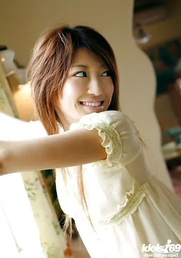Yu Satome – Asian Brunette with Big Natural Tits Poses in Panties and Heels