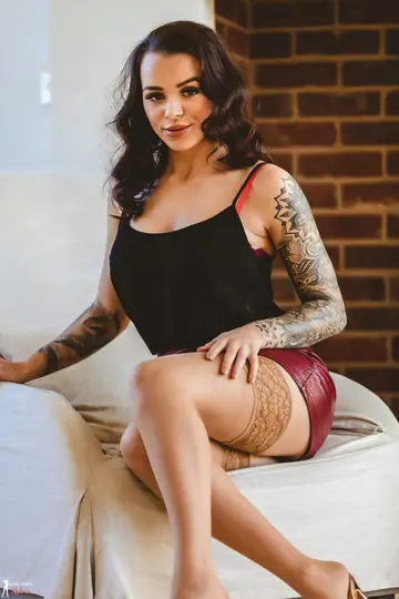 Mia Stryker – Tattooed Brunette Strips Out of Her Lingerie and Skirt