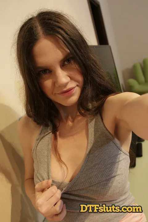 Amanda Clarke: Two Brunettes with Natural Tits Pose for a Threesome Selfie – photo 20 of 20