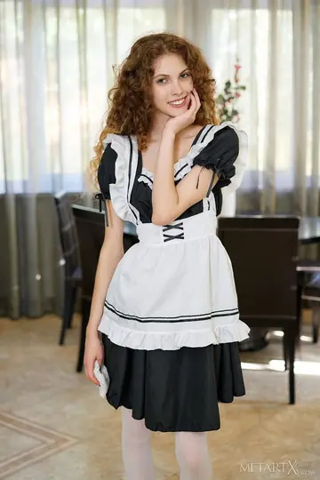 Lisa Bon – Redhead Maid in Stockings Toys Her Shaved Pussy