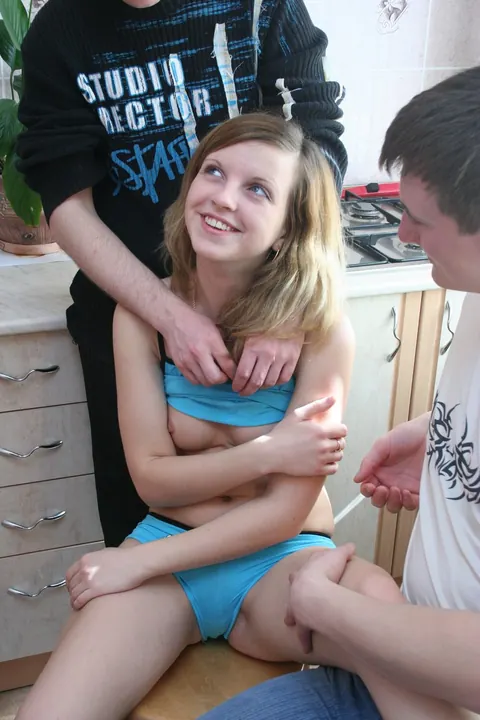 Katya Mukhina: Petite Blonde Takes Two Men in a Threesome – photo 1 of 20