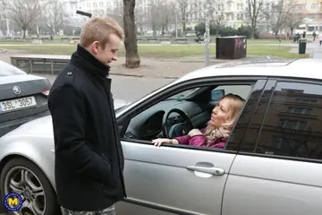 Jana Bendova – Czech Blonde MILF with Big Tits Strips Out of Her Skirt Outdoors