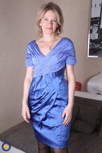 Mature European Blonde in Lingerie and Skirt Fucks in the Bathroom