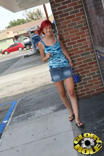 Phoenix Askani – Tattooed Redhead Sucks and Takes Anal at a Public Gloryhole