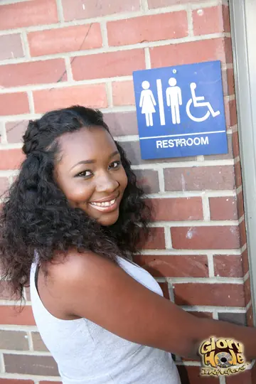 Tall Ebony Babe Takes Gloryhole Cock and a Facial