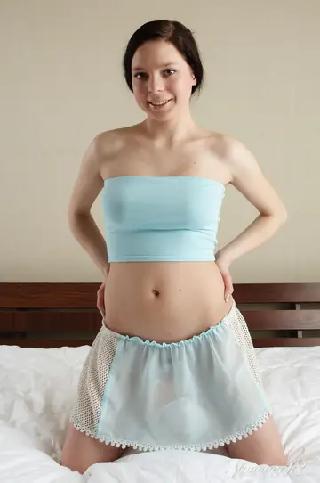 Kelly K – Brunette Strips Out of Her Tube Top and Skirt