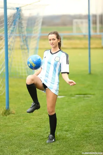 Woman Strips Out of Her Soccer Shorts and Socks in the Gym