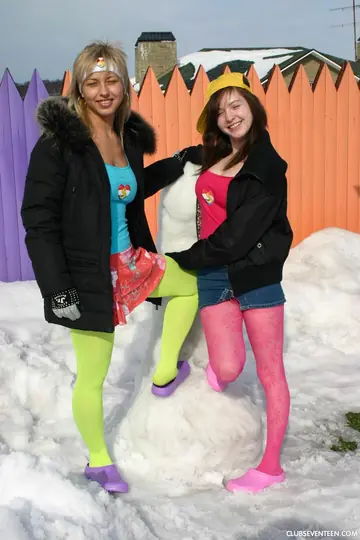 Thick European Blondes in Pantyhose Have Lesbian Sex Outdoors