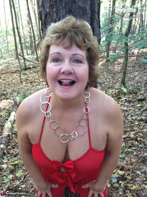Bustybliss: Brunette MILF Undresses and Spreads in the Forest – photo 2 of 16