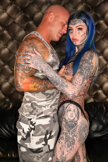 Amber Luke – Tattooed Blonde Rides Her Partner Cowgirl for Anal Sex