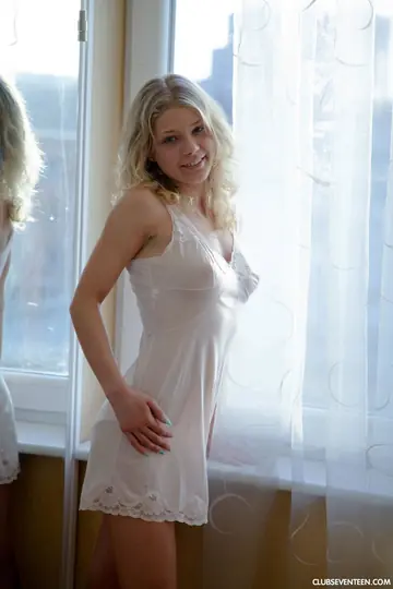 European Woman with Natural Tits Spreads Her Pussy