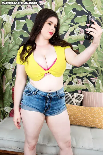 BBW Brunette Shows Her Hairy Bush and Big Natural Tits