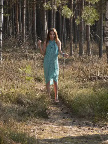 Brunette Undresses Outdoors and Spreads Her Hairy Pussy