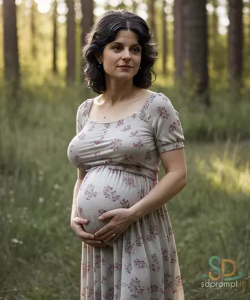 Pregnant Woman with Big Tits Strips Out of Her Dress Outdoors