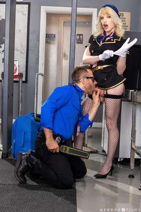 Trans Woman in Uniform and Heels Fucks a Guy Bareback – photo 9 of 21