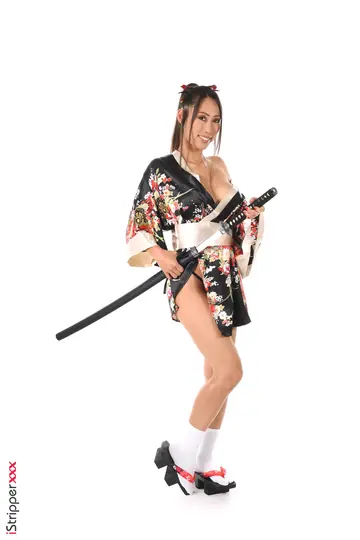 Ayako Fuji – Asian Brunette Strips Out of Her Costume to White Socks and Panties