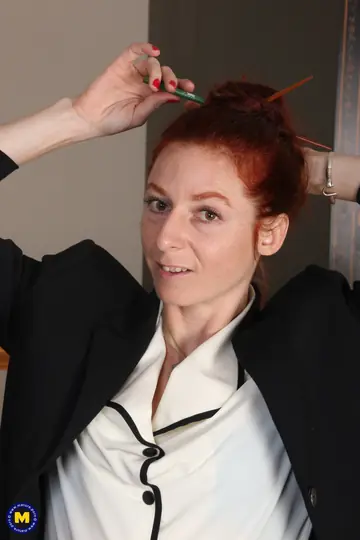 Redhead MILF in Pantyhose Has Sex and Uses a Vibrator