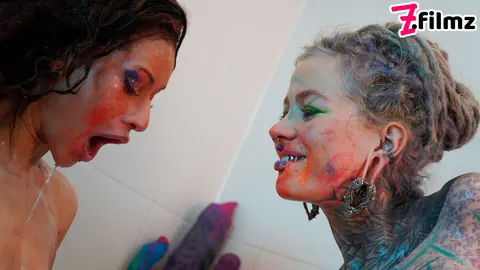Anuskatzz: Two Tattooed Brunettes Fist and Lick in the Bathroom – photo 6 of 16