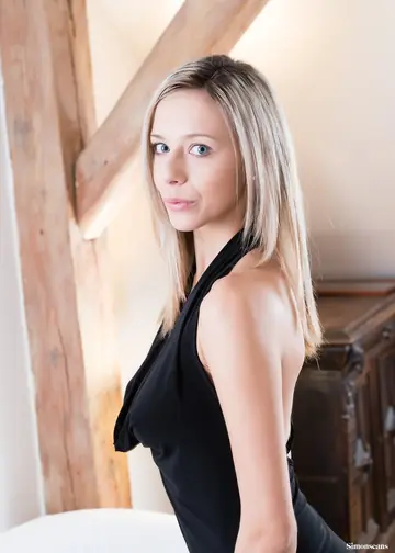 Tracy Smile – Busty Blonde Strips Off Her Black Dress and Uses a Dildo
