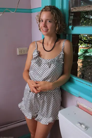 Kara Dashka – Short-Haired Curly Blonde Pulls Panties Aside to Show Her Hairy Pussy