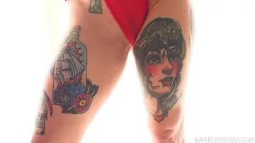 Tattooed MILF Gives a Blowjob and Footjob Before Anal in POV Threesome