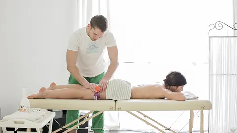 Alice Smack: Slim Brunette Blows and Rides on a Massage Table – photo 7 of 20