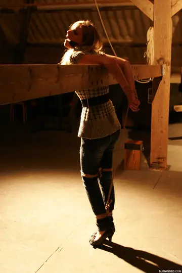 Blonde Bound and Gagged with Ropes While Nude