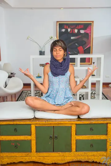 Antonella Campos – Petite Latina Strips Out of Her Dress After Yoga and Masturbates