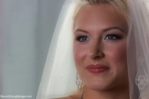 Katie Summers: Busty Curly Blonde Bride Bound for Interracial Gangbang – photo 2 of 16