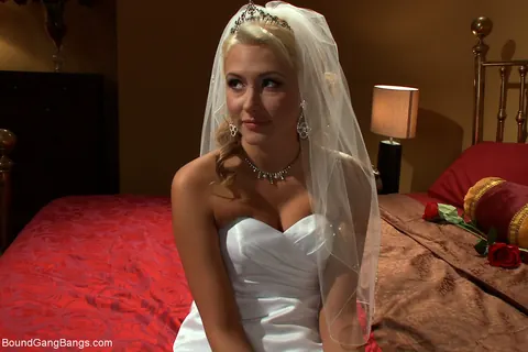 Katie Summers: Busty Curly Blonde Bride Bound for Interracial Gangbang – photo 4 of 16