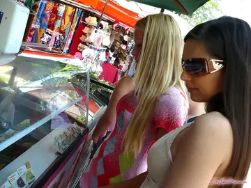 Eve Angel – Blonde Hungarian MILF and Brunette European Kiss Outdoors in Shorts
