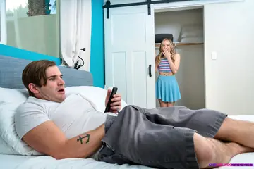 Anna Claire Clouds – Blonde in Lingerie and Skirt Gives a Handjob Before Sex