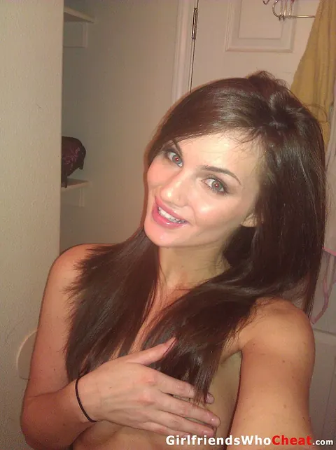 Lily Carter: Brunette in Shorts Takes Selfies and Spreads in the Bathroom – photo 11 of 15