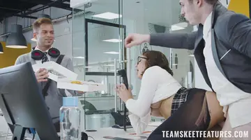 Penelope Kay – Tattooed Latina MILF Has Group Sex in the Office
