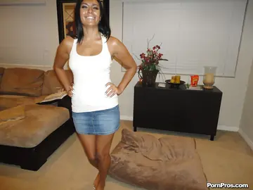Shazia Sahari – Busty Latina Strips Out of Her Skirt for a Threesome