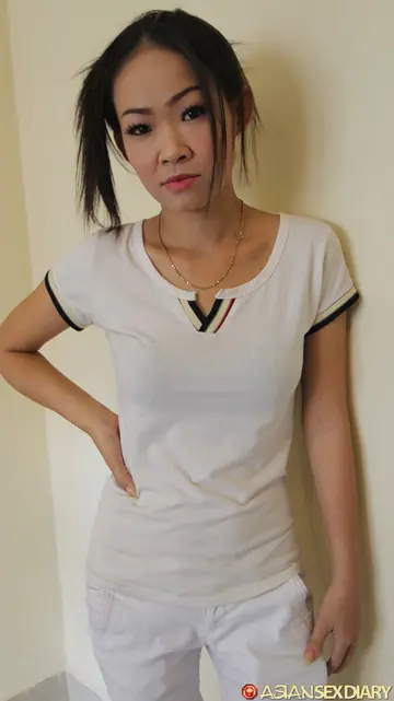 Asian Brunette Undresses for Sex and Kissing in Lingerie