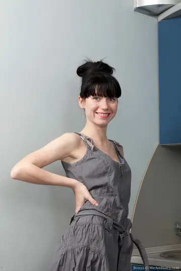 Pale Slim Brunette Spreads Her Hairy Pussy